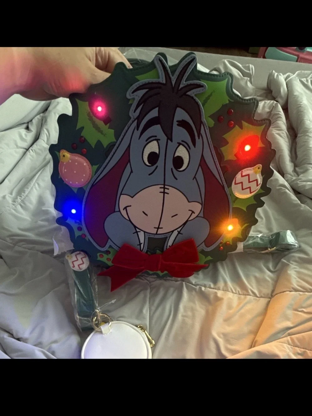 Eeyore Light-Up Crossbody Bag - Blue and Green NWT